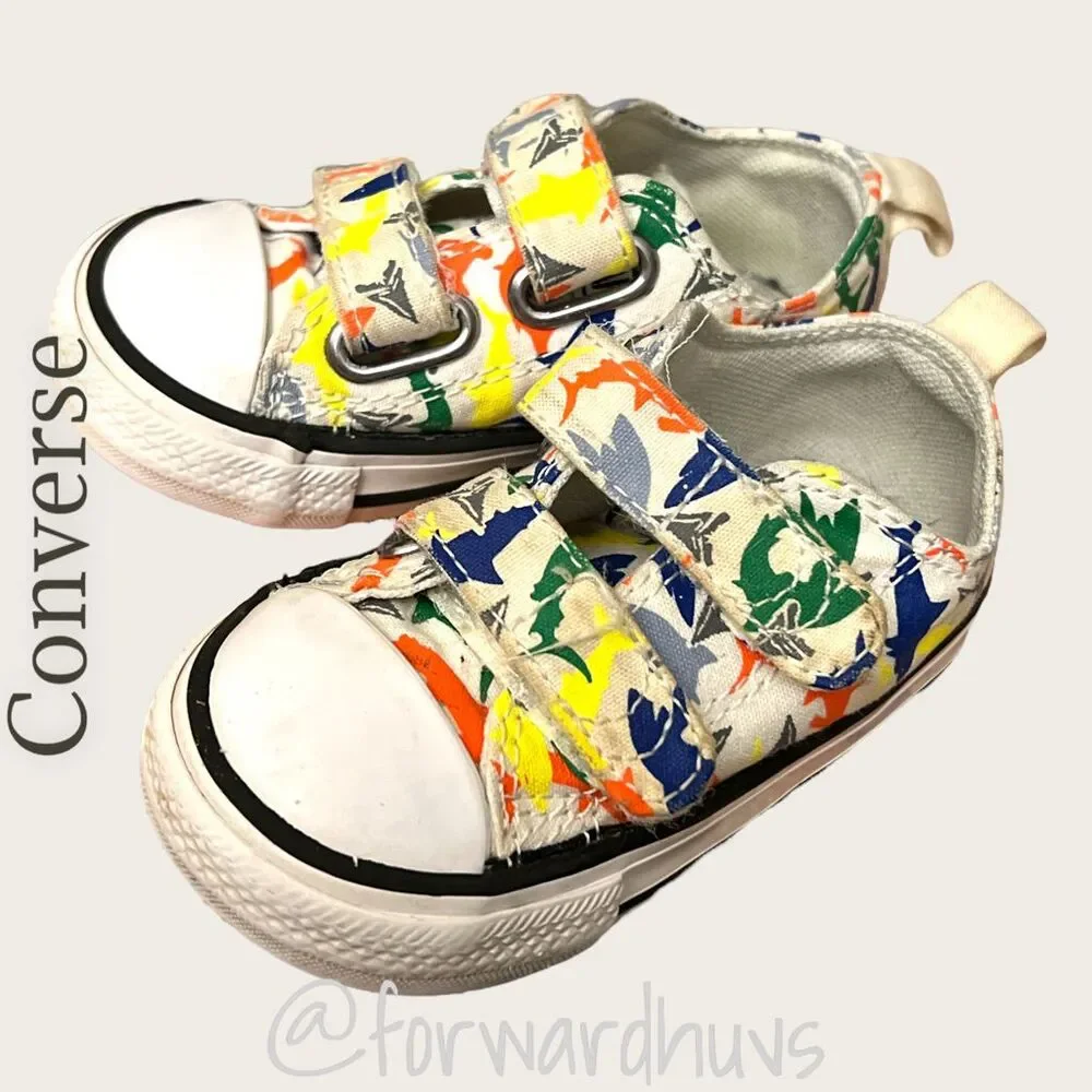 Converse Shark Print Hook & Loop Sneakers Toddler Size 5